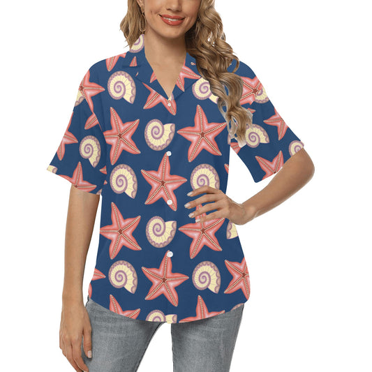 Starfish Pattern Print Design 03 Women's Hawaiian Shirt