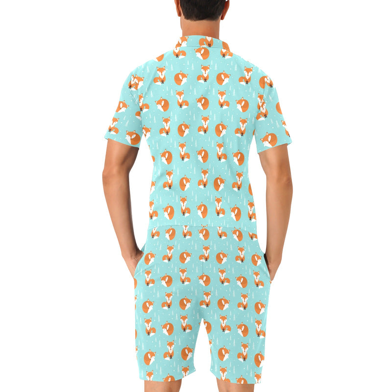 Fox Design Snow Print Pattern Men's Romper