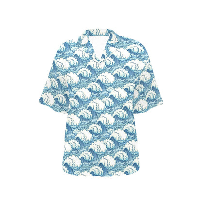 Wave Japan Style Print Design LKS304 Women's Hawaiian Shirt