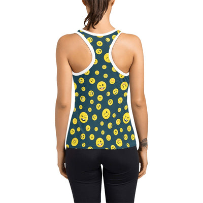 Smiley Face Emoji Print Design LKS301 Women's Racerback Tank Top