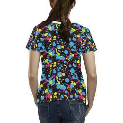 Splatter Colorful Print Design LKS301 Women's  T-shirt