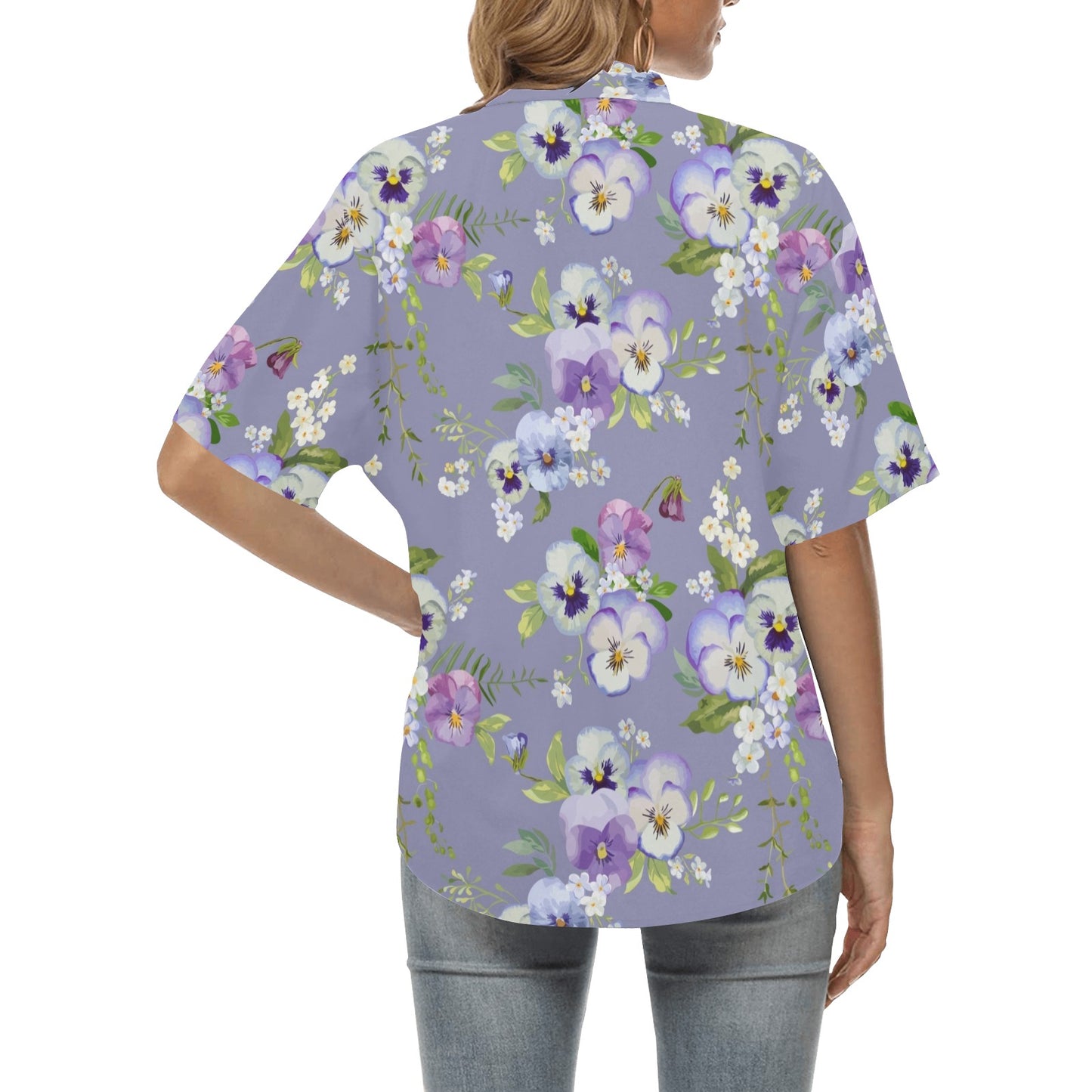 Pansy Pattern Print Design PS05 Women's Hawaiian Shirt