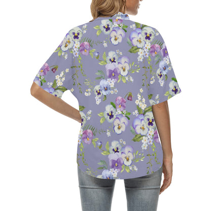 Pansy Pattern Print Design PS05 Women's Hawaiian Shirt