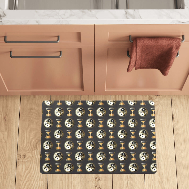 Yin Yang Skull Themed Design Print Kitchen Mat