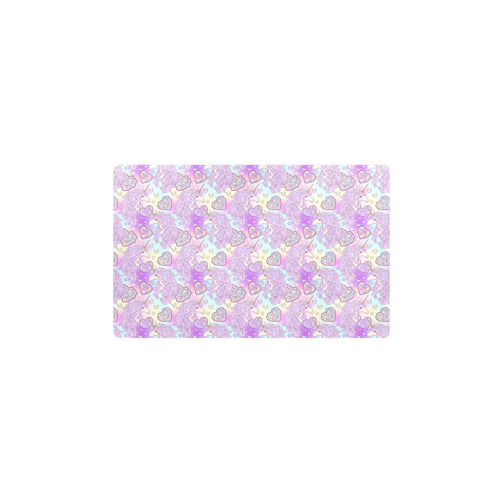 Unicorn Rainbow Star Heart Print Kitchen Mat