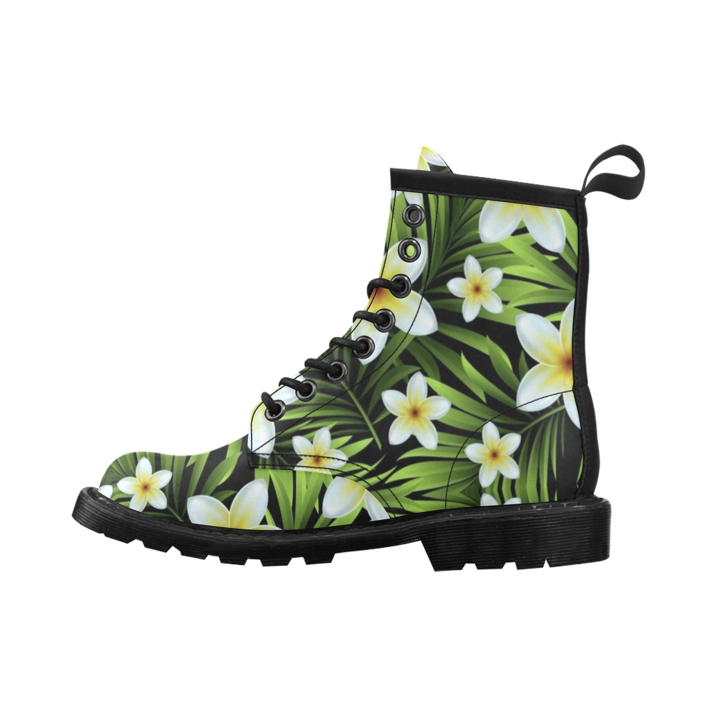 White Plumeria Pattern Print Design PM06 Women's Boots