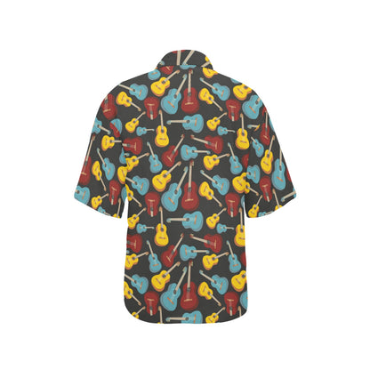 Acoustic Guitar Pattern Print Design 01 Women's Hawaiian Shirt