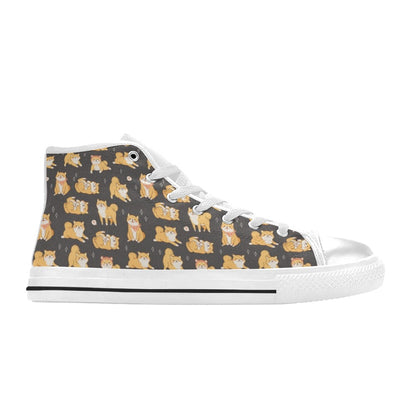 Shiba Inu Print Design LKS309 High Top Women's White Shoes