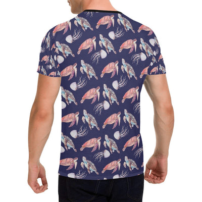 Sea Turtle With Jelly Fish Print Design LKS301 Men's All Over Print T-shirt