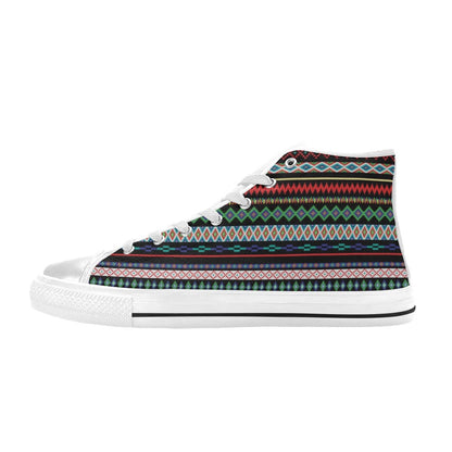 Southwest Pattern Print Design LKS302 High Top Women's White Shoes