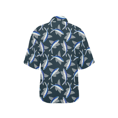 Flying Fish Pattern Print Design 04 Women's Hawaiian Shirt