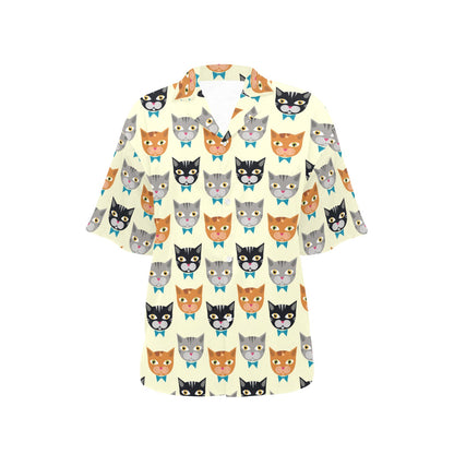 Cat Pattern Print Design 05 Women's Hawaiian Shirt