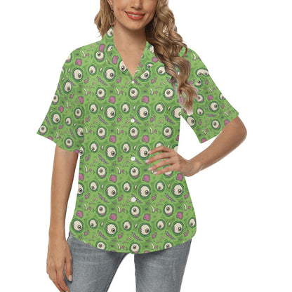 Zombie Eyes Design Pattern Print Women's Hawaiian Shirt