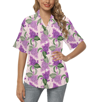 Lilac Pattern Print Design LI02 Women's Hawaiian Shirt