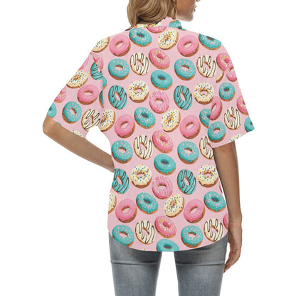 Donut Pattern Print Design DN06 Women's Hawaiian Shirt