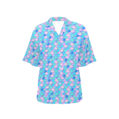 Mermaid Scales Pastel Pattern Print Design 07 Women's Hawaiian Shirt