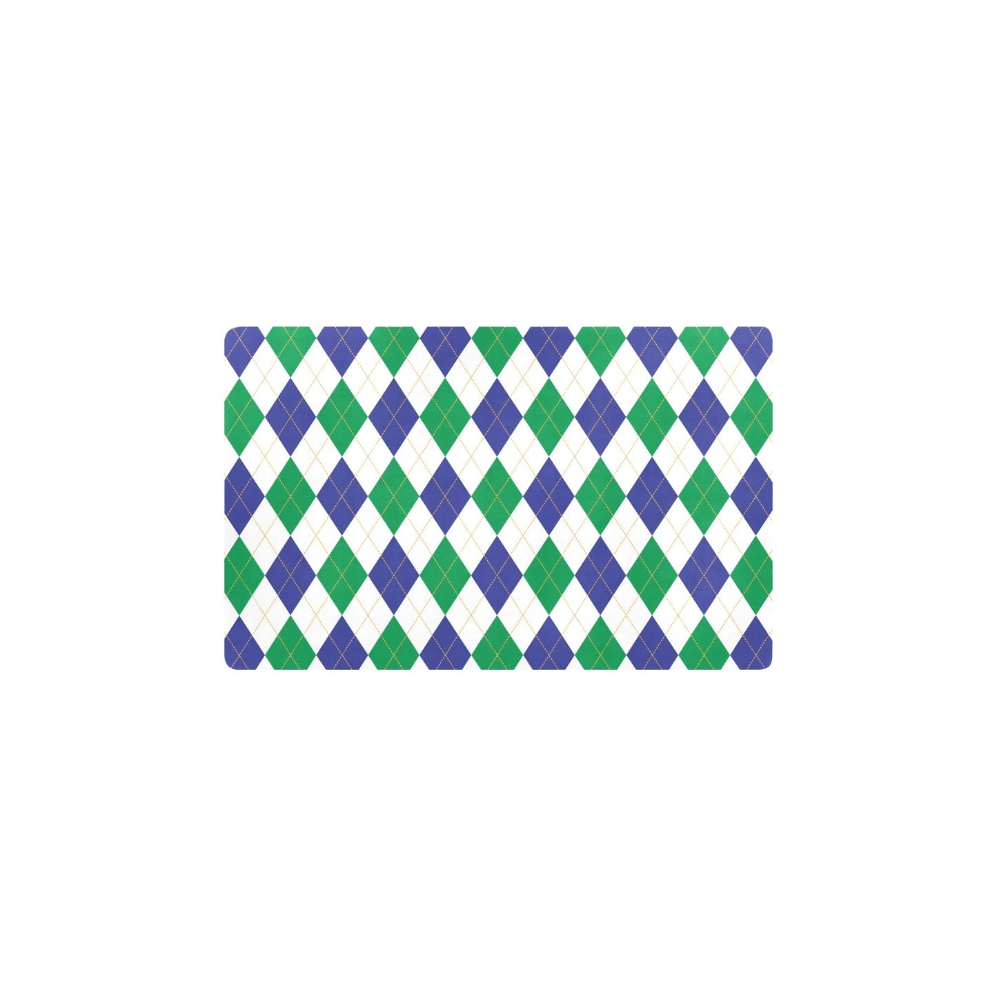 Argyle Green Blue Pattern Print Design 03 Kitchen Mat