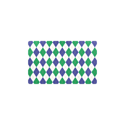 Argyle Green Blue Pattern Print Design 03 Kitchen Mat