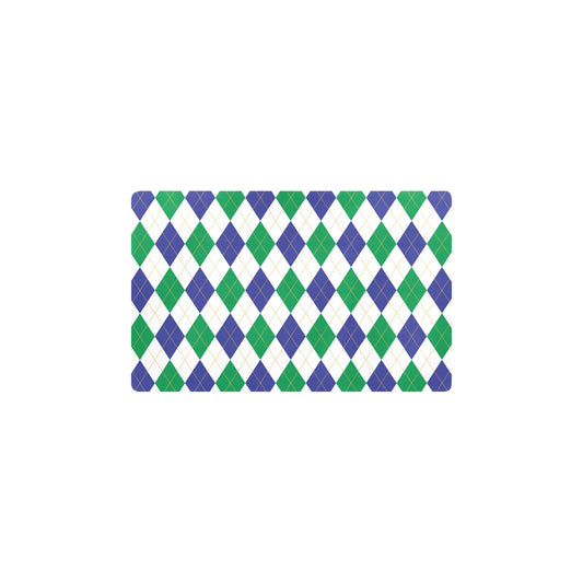 Argyle Green Blue Pattern Print Design 03 Kitchen Mat