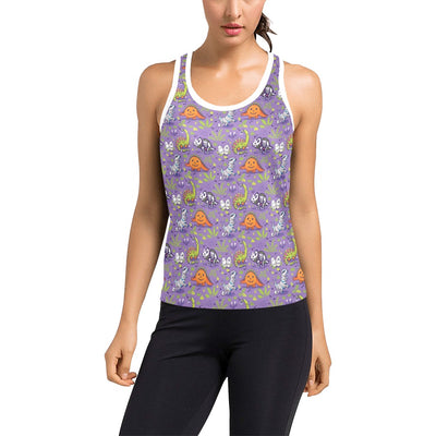 Zombie Dinosaur Print Design LKS302 Women's Racerback Tank Top