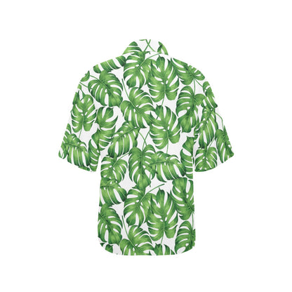 Palm Leaves Pattern Print Design PL08 Women's Hawaiian Shirt