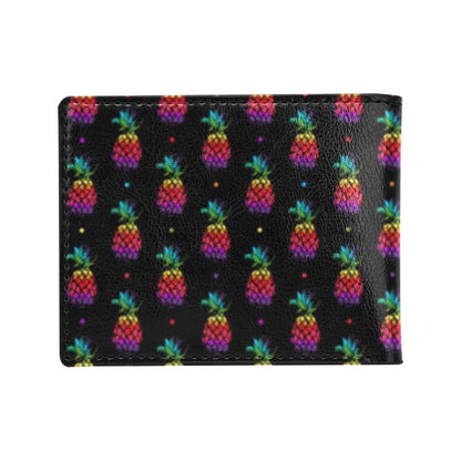 Pineapple Rainbow Dot Print Men's ID Card Wallet