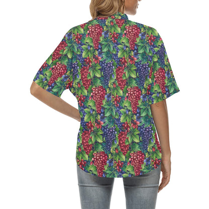 Grape Pattern Print Design GP02 Women's Hawaiian Shirt