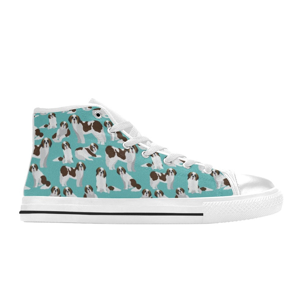 St Bernards Print Design LKS302 High Top Women's White Shoes