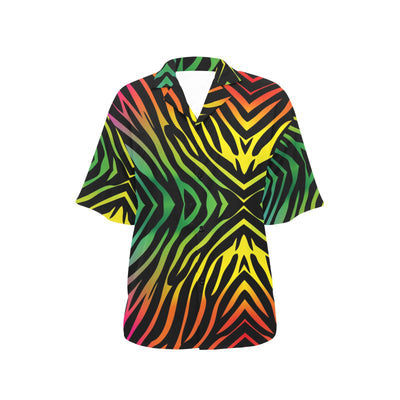 Rainbow Zebra Themed Print Women's Hawaiian Shirt