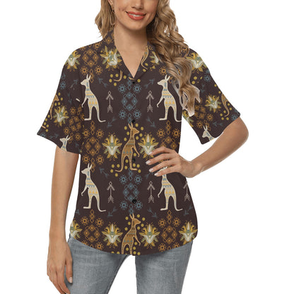 Kangaroos Pattern Print Design 03 Women's Hawaiian Shirt