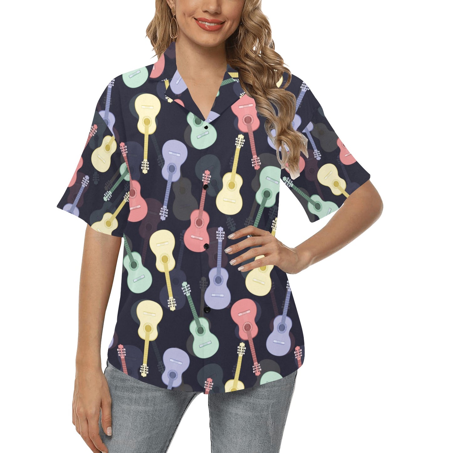 Acoustic Guitar Print Design LKS401 Women's Hawaiian Shirt