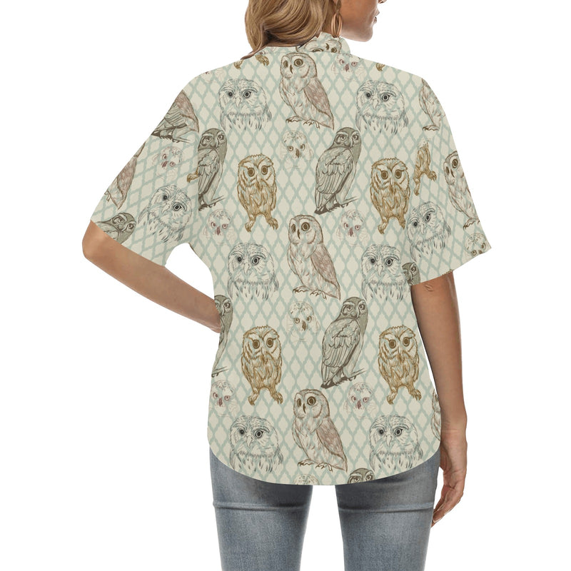 Owl Pattern Print Design A03 Women's Hawaiian Shirt