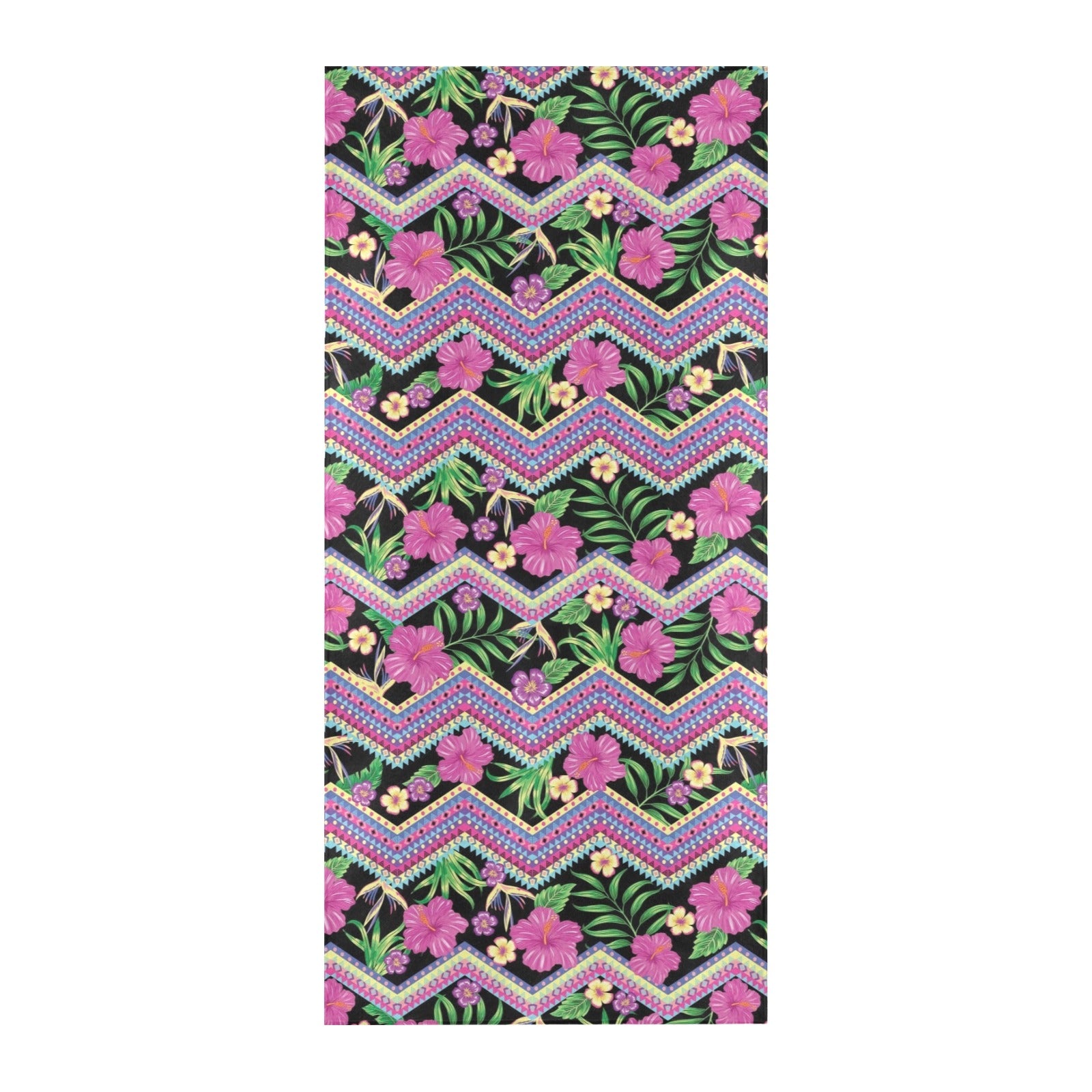 Hibiscus Pink Zigzag Line Pattern Design LKS307 Beach Towel 32" x 71"