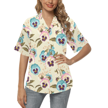Pansy Pattern Print Design A02 Women's Hawaiian Shirt