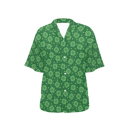 Shamrock Design Print Women's Hawaiian Shirt