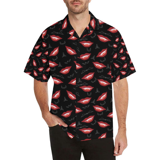 Vampire Lips Print Design LKS301 Men's Hawaiian Shirt
