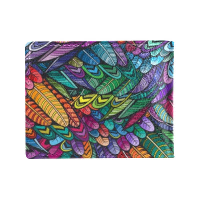 Feather Multicolor Design Print Men's ID Card Wallet