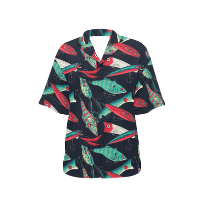 Fishing Bait Pattern Women's Hawaiian Shirt