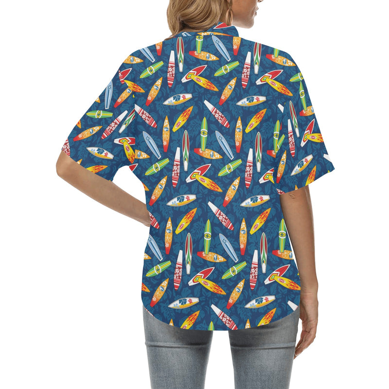 Surfboard Pattern Print Women's Hawaiian Shirt
