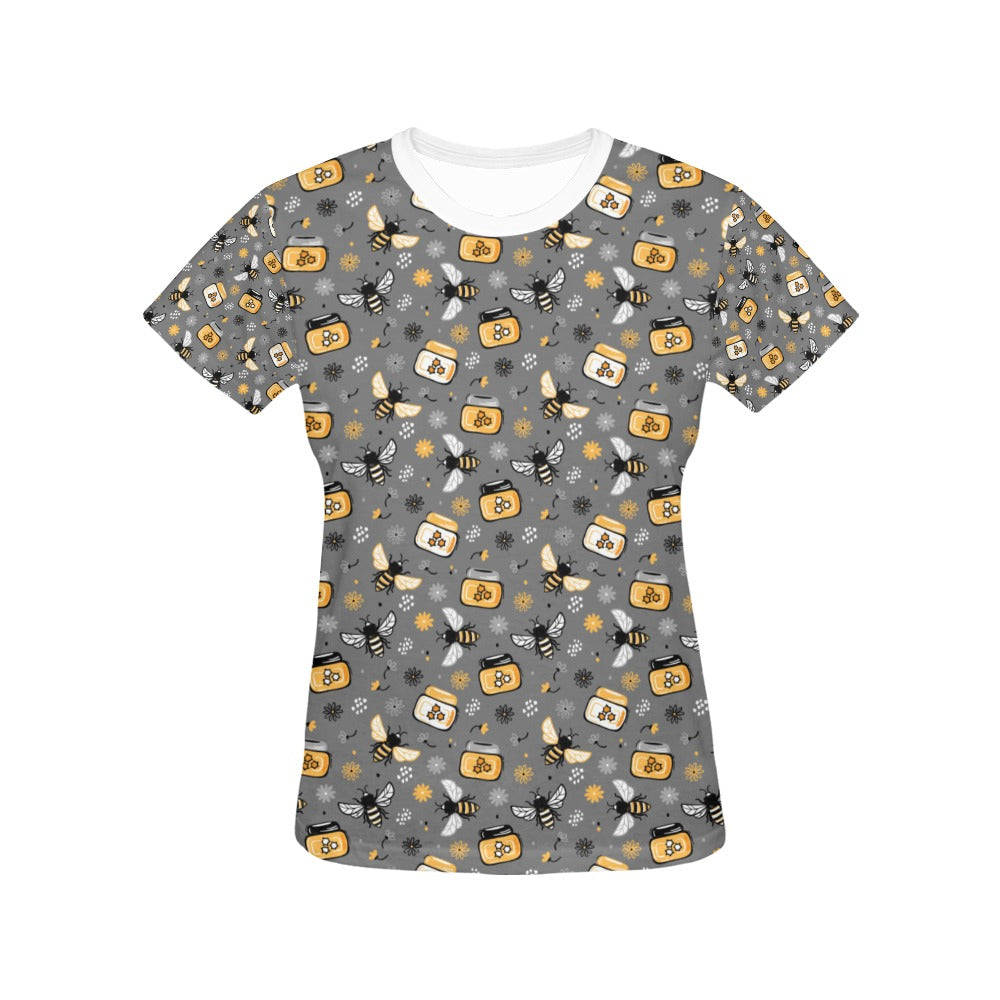 Honey Bee Print Design LKS301 Women's  T-shirt