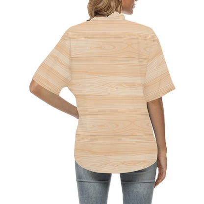 Wood Texture Print Design LKS302 Women's Hawaiian Shirt