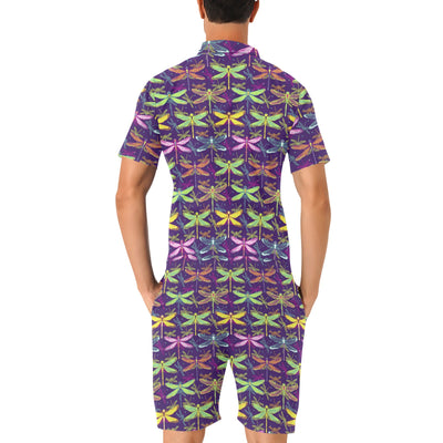 Dragonfly Neon Color Print Pattern Men's Romper