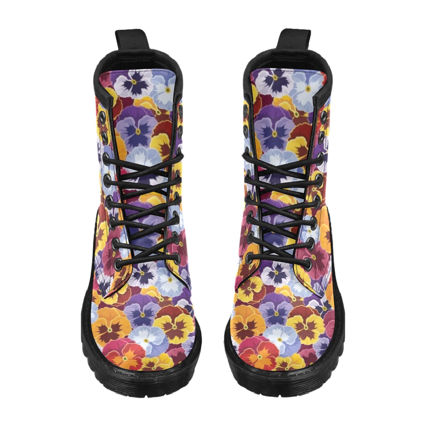 Pansy Pattern Print Design PS01 Women's Boots