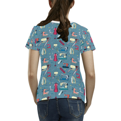 Sewing Equipment Print Design LKS301 Women's  T-shirt