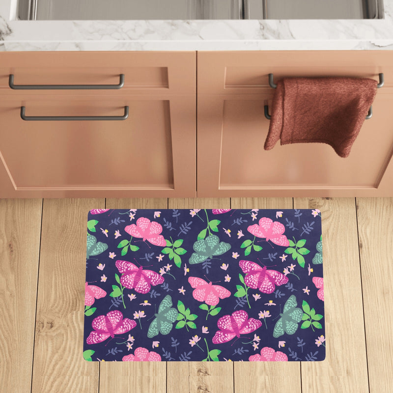 Monarch Butterfly Pattern Print Design 03 Kitchen Mat