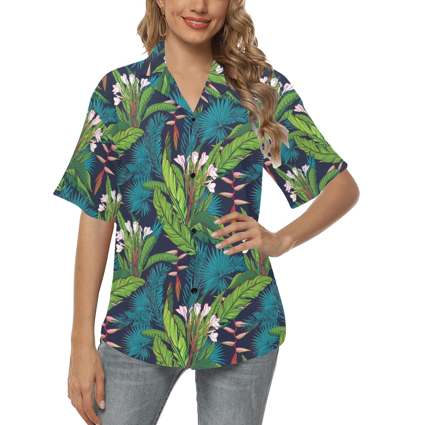 Rainforest Pattern Print Design RF01 Women's Hawaiian Shirt