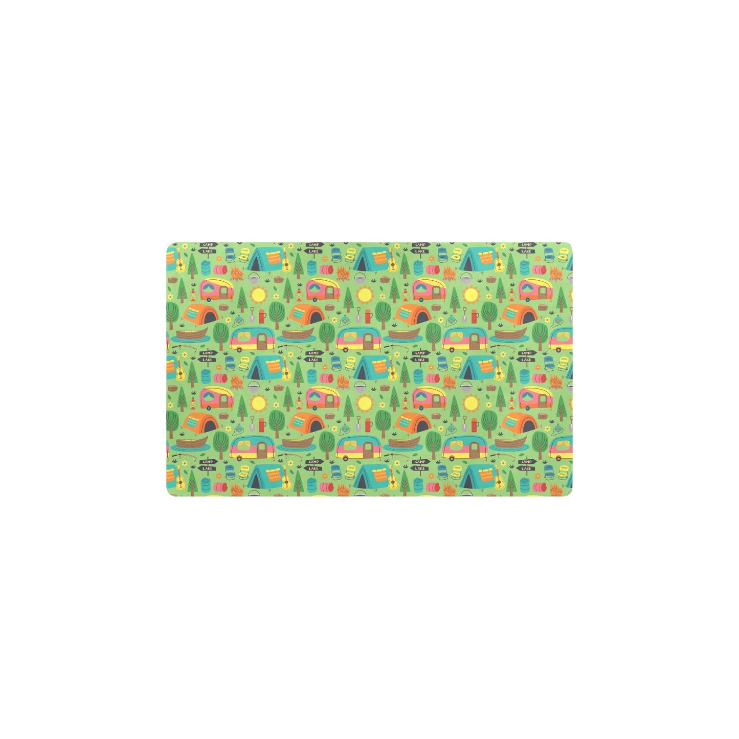 Camping Camper Pattern Print Design 04 Kitchen Mat