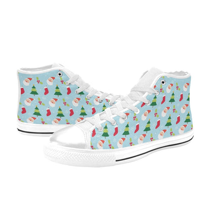 Santa Themed Print Design LKS301 High Top Women's White Shoes