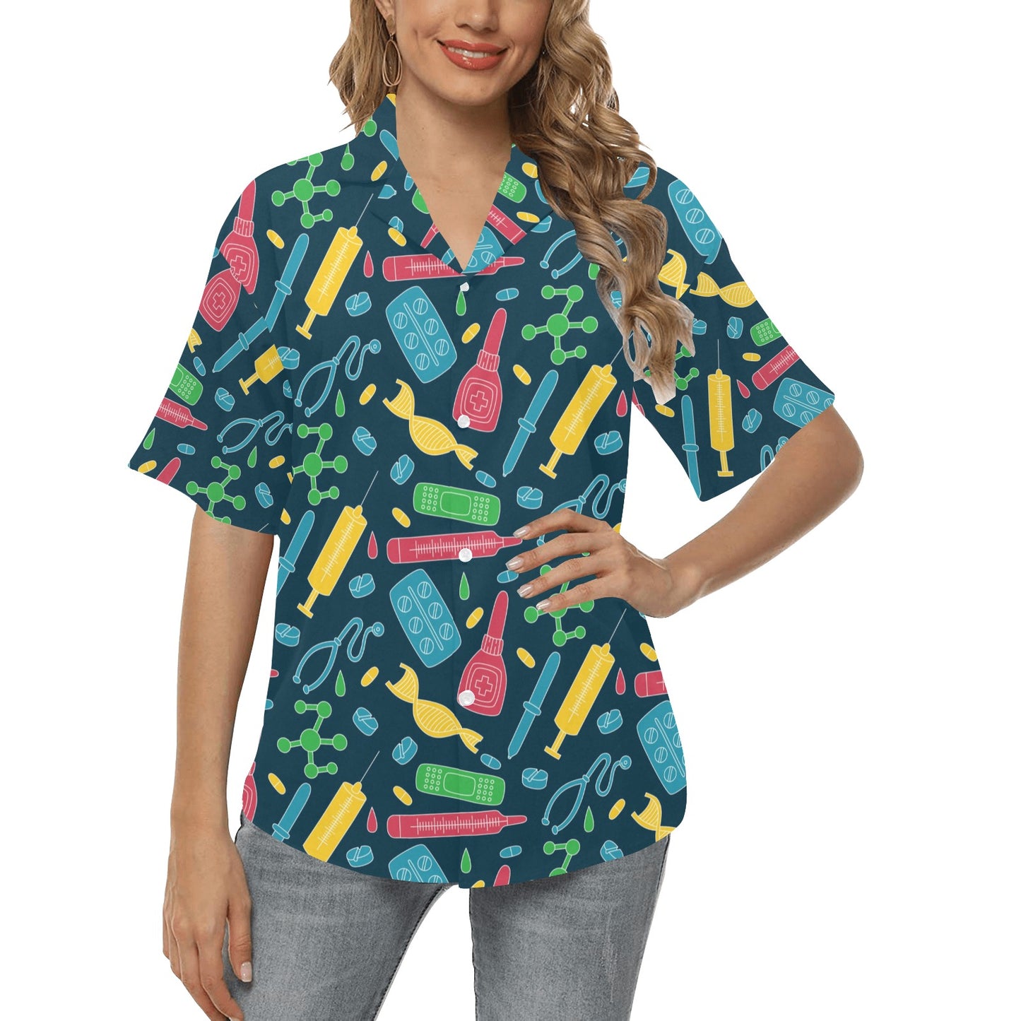 Phlebotomist Pattern Print Design A03 Women's Hawaiian Shirt