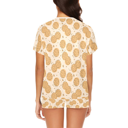 Waffle Print Design LKS303 Women's Short Pajama Set